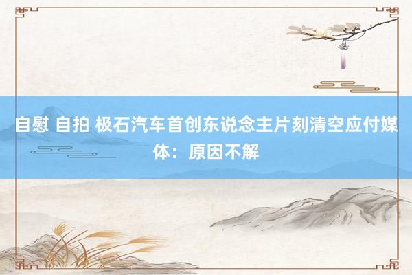 自慰 自拍 极石汽车首创东说念主片刻清空应付媒体：原因不解