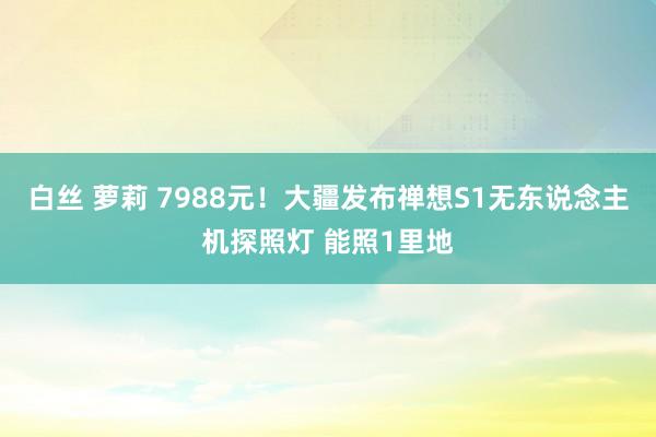 白丝 萝莉 7988元！大疆发布禅想S1无东说念主机探照灯 能照1里地