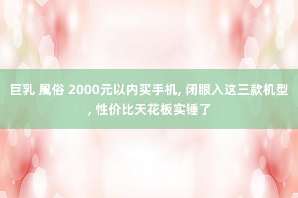 巨乳 風俗 2000元以内买手机, 闭眼入这三款机型, 性价比天花板实锤了