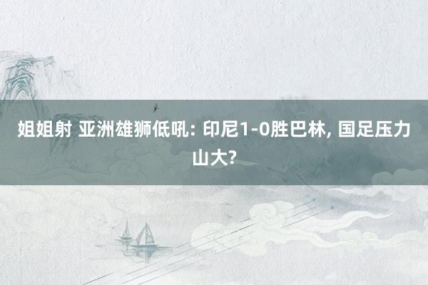 姐姐射 亚洲雄狮低吼: 印尼1-0胜巴林, 国足压力山大?